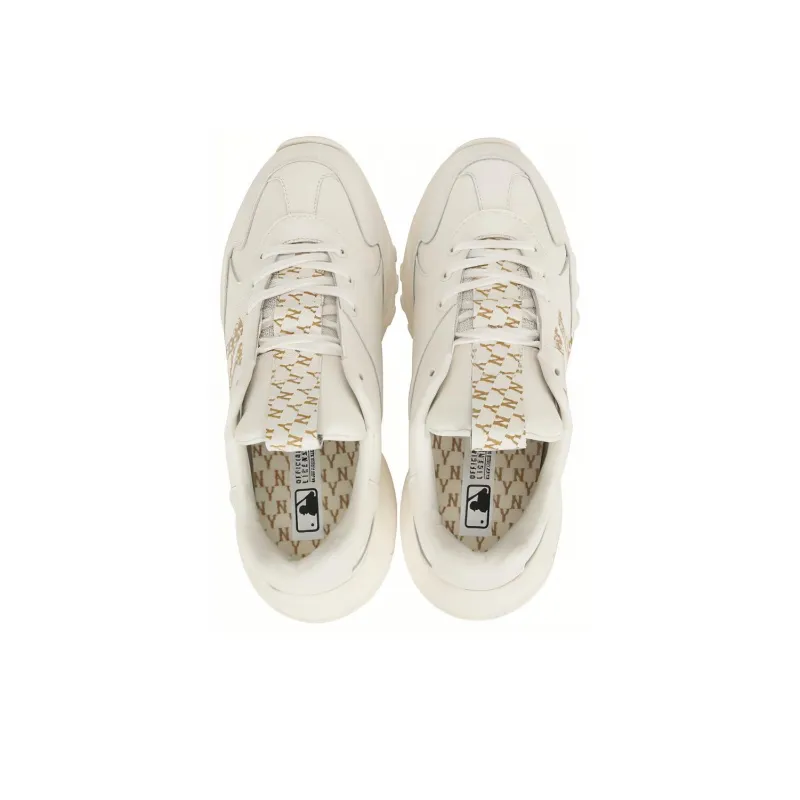 MLB Big Ball Chunky Monogram Lt Low Top Chunky Sneakers Unisex White Gold-2