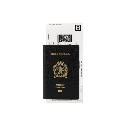 Balenciaga Cow Leather Patchwork With Artificial Leather Wallet Women's Black