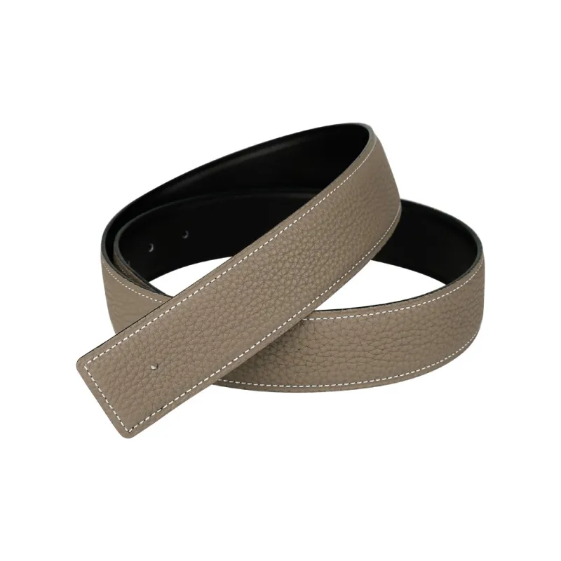 Jaylen Oos Headless H Buckle Smooth Buckle Unique Design Double Sided Top Grain Cow Leather Leather Belts Men's-23