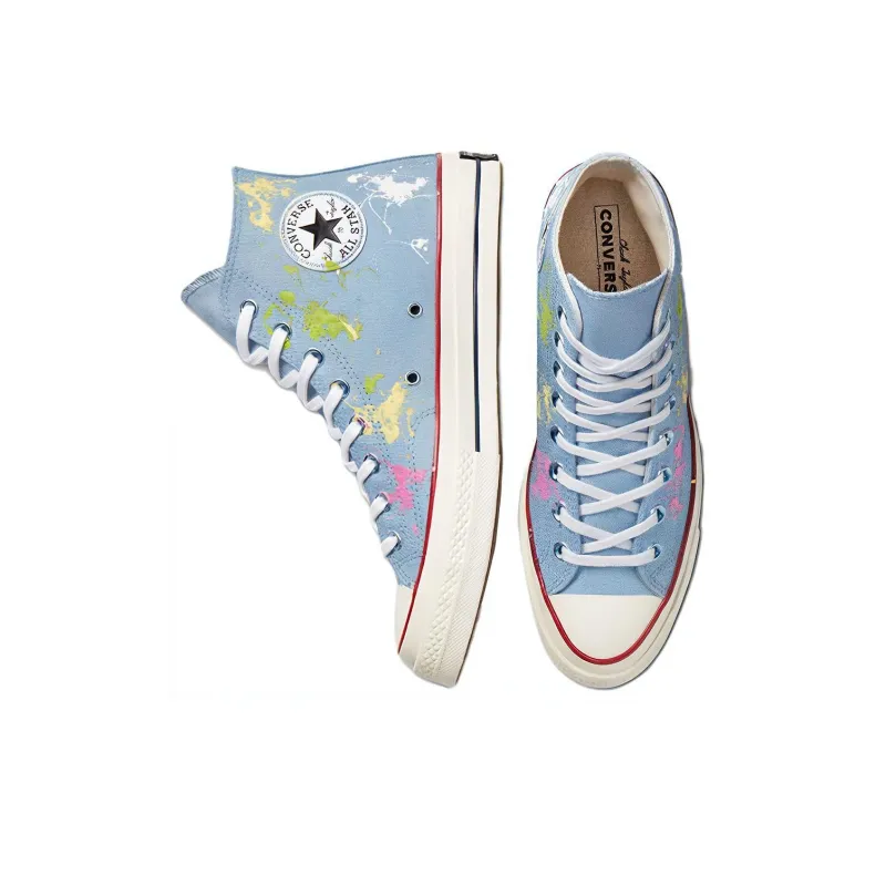 Converse 1970s Pastel Splash Anti-Slip Wear-Resistant Lightweight Coverage High-Top Canvas Shoes Unisex Blue-3