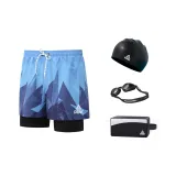 Blue Swimming Shorts+Swim Goggles+Swimming Cap+Swim Bag