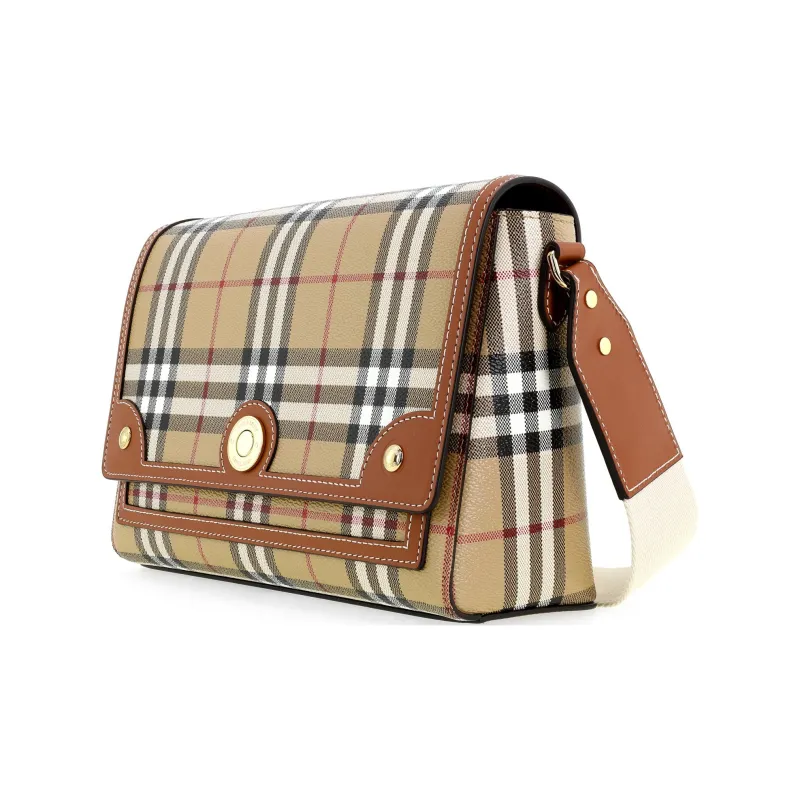 Burberry Check And Leather Note Bag Briar Brown-2