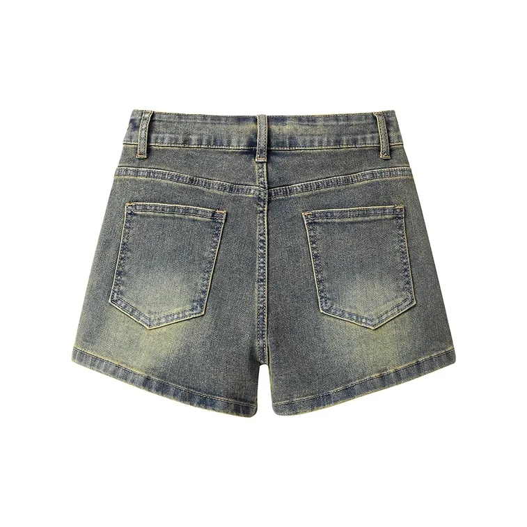 ZAZN Denim Shorts Women's Yellow Mud-1
