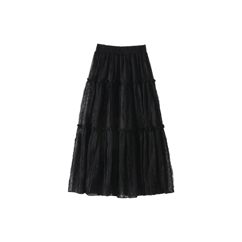 0571 Family Casual Long Skirts Women's Black-1