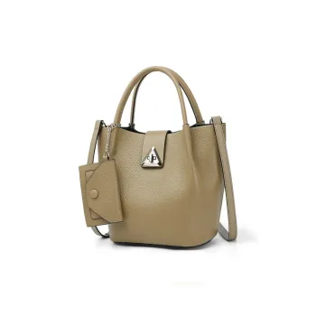 Espin Cow Leather Bucket Bag, Shoulder Bag, Crossbody Bag, Handbag Regular Women's Milk Tea/Khaki/Lake Green/Black