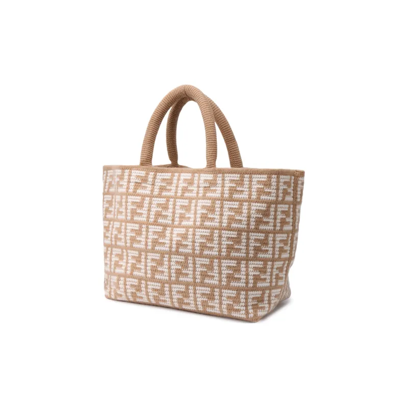 FENDI Cashmere Tote Bag, Shopping Bag, Handbag Tubas Women's Brown-3