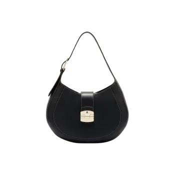 Furla Club 2 Grain Calfskin Handbag, Shoulder Bag Women's Black