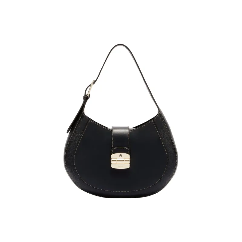 Furla Club 2 Grain Calfskin Handbag, Shoulder Bag Women's Black-0