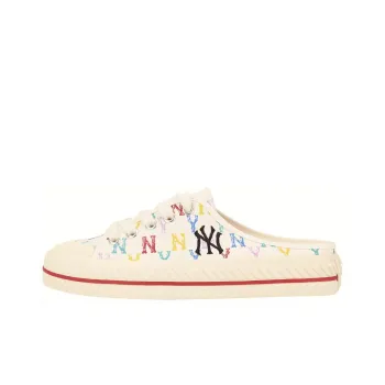 MLB Playball Mule Monogram Wear Resistant Low Top Canvas Shoes Unisex White