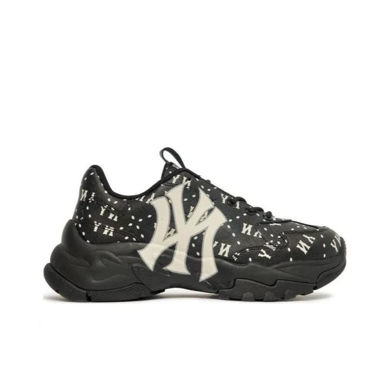 MLB Big Ball Chunky Cushioning Anti Slip And Wear Resistant Low Top Chunky Sneakers Unisex Black White-1