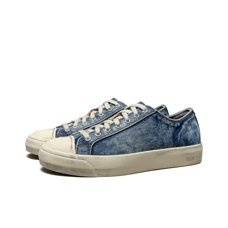 Zuti Vintage Denim Skateboard Shoes Anti Slip Wear Resistant Low Top Canvas Shoes Men's Dark Blue-1