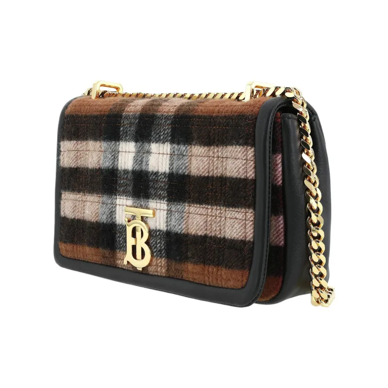 Burberry Lola Bag Cashmere And Sheepskin Blend Shoulder Bag, Crossbody Bag Women's Tan-3