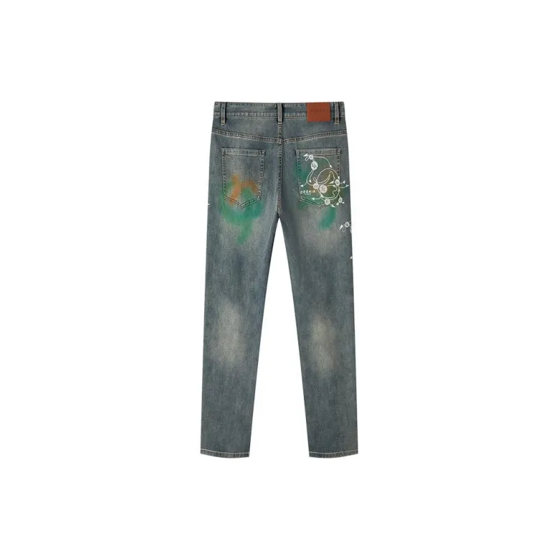 DEGAIA SS24 Jeans Men's Light Denim Blue Letter-1