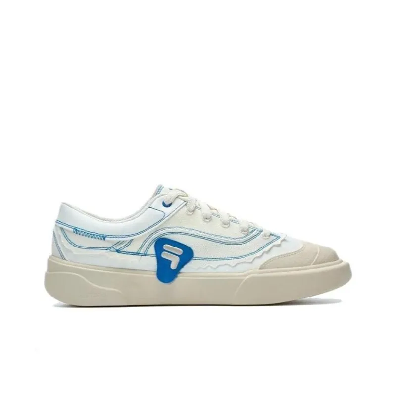 FILA FUSION CURVE Sealed Coating Curve Anti Slip Wear Resistant Low Top Canvas Shoes Men's White Blue-1