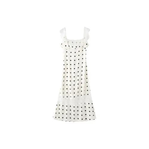 Miss Chipmunk Slip Dresses Women's Polka Dot White