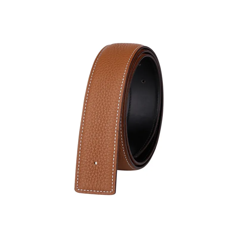 Jaylen Oos Headless H Buckle Smooth Buckle Unique Design Double Sided Top Grain Cow Leather Leather Belts Men's-11
