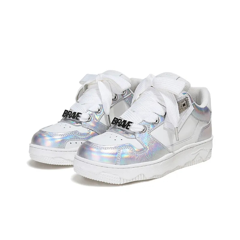 YJ YUAN 2.0 Laser Collection Wear Resistant Low Top Skateboard Shoes Unisex White-2