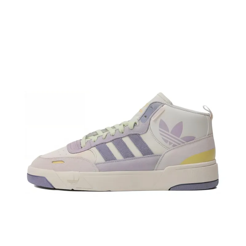 Adidas Originals Post Up Slip Resistant Mid Top Skateboard Shoes Unisex White Purple-0