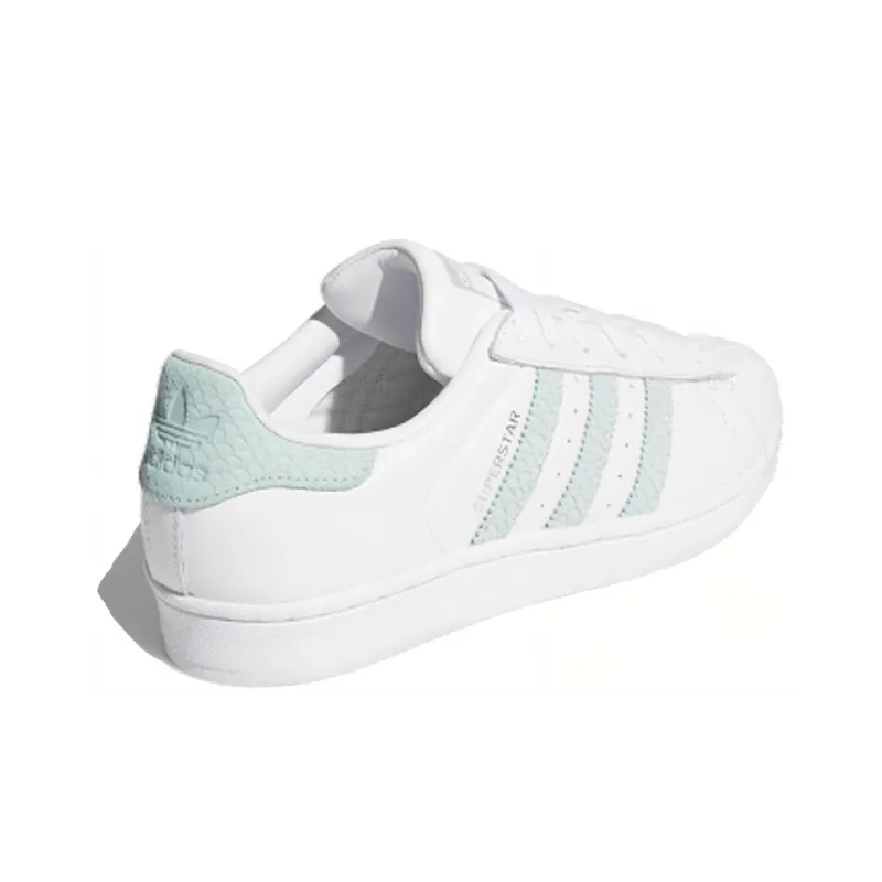 Adidas Superstar 'White/Ash Green/Silver Metallic' Sneakers Women's-3
