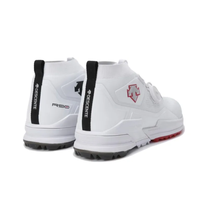 DESCENTE R90 MID BOA Mid Top Golf Shoes Men's White Black Red-2
