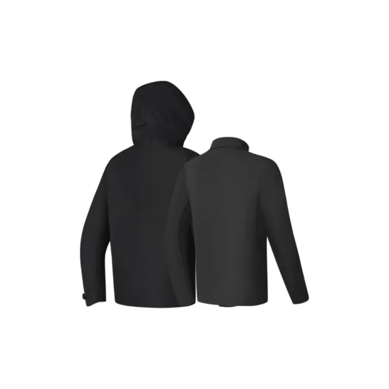 FILA Outdoor Hiking Waterproof, Windproof, And Breathable Windbreaker Jacket Men's Pitch Black-3