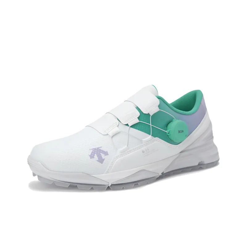 DESCENTE Durable Breathable Low Top Golf Shoes Women's White Green-1
