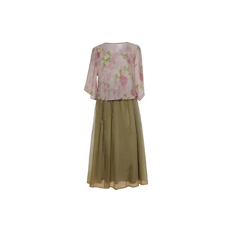PLAY BUSH Skirt Set Women's Pink+Ginger Yellow-1
