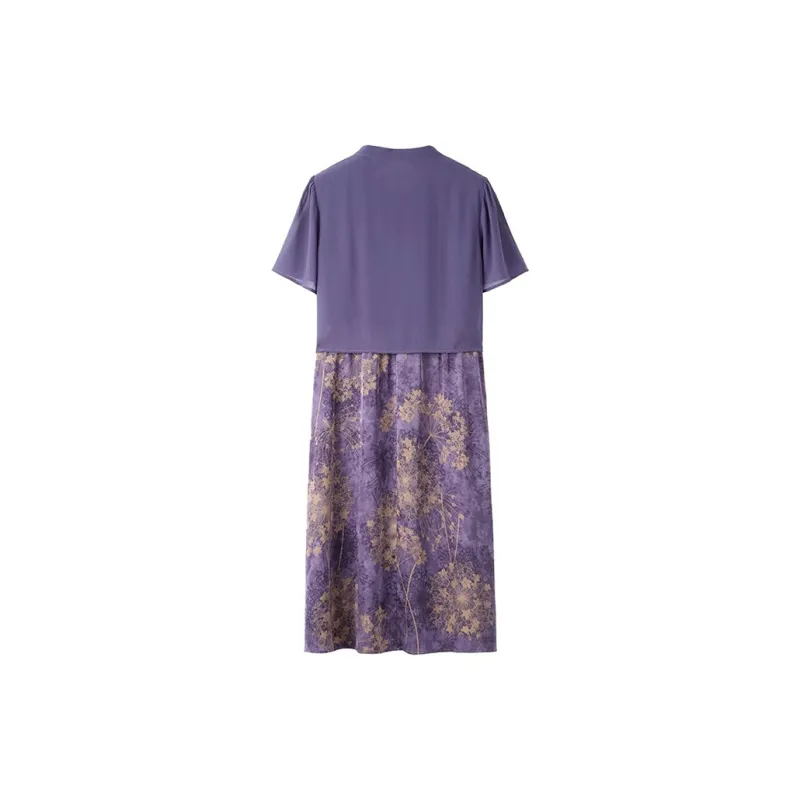 Mapping Short Sleeved Dresses Women's Purple-1
