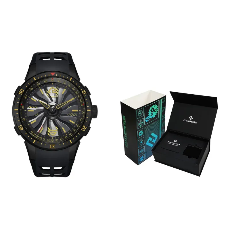 HANBORO Automatic Mechanical Movement Watch Men's Watches Black Dial HBR9206-HH-1