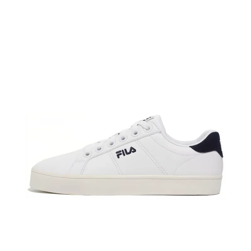 FILA Slip Resistant, Abrasion Resistant, And Balanced Low Top Skateboard Shoes Unisex Dark Blue White Korean Style-0