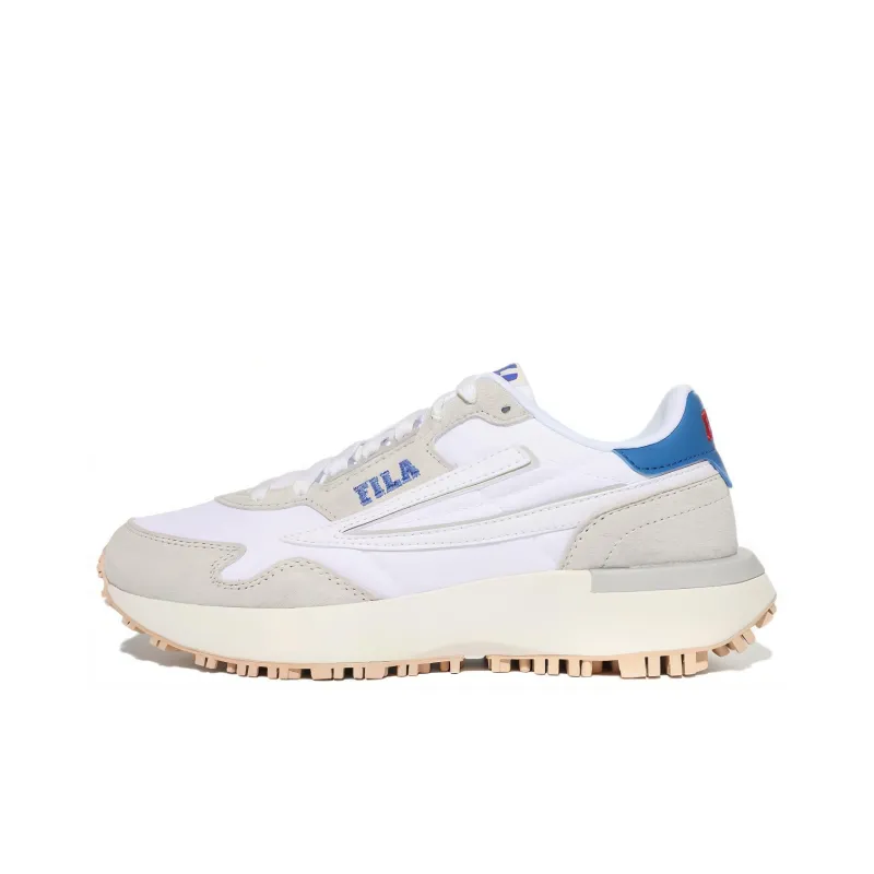 FILA Cushioning Anti Slip And Wear Resistant Low Top Tennis Shoes Unisex White Blue-0