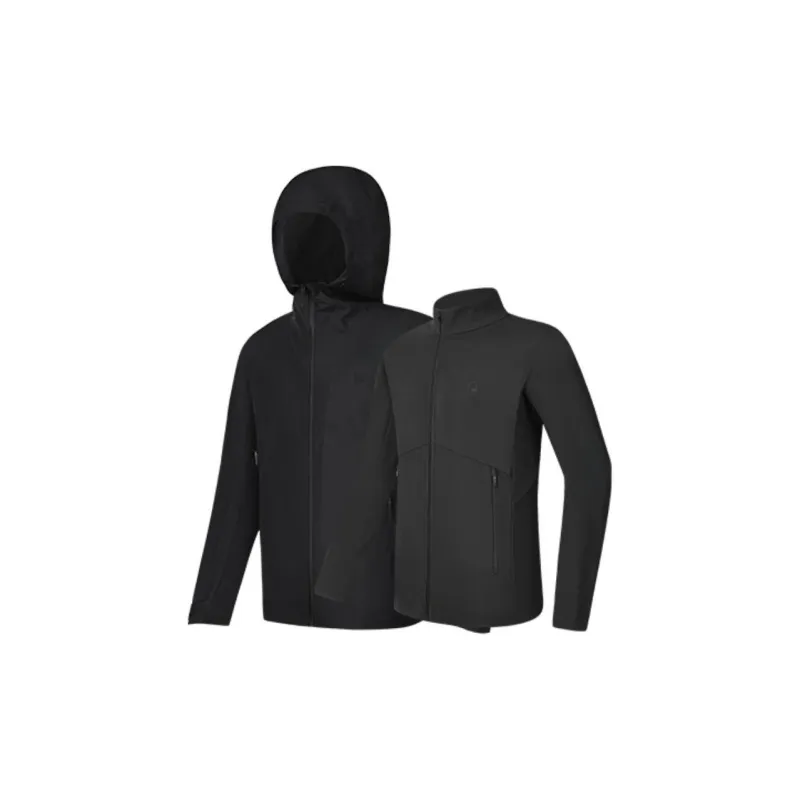 FILA Outdoor Hiking Waterproof, Windproof, And Breathable Windbreaker Jacket Men's Pitch Black-2
