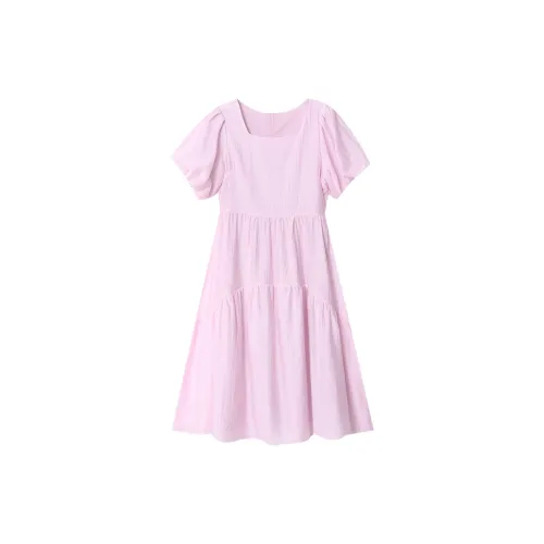 After Home Party Short-Sleeved Dresses Women's Pink