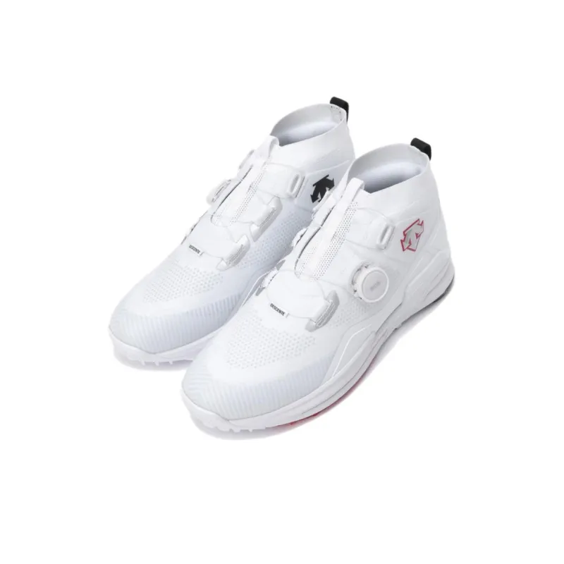 DESCENTE R90 MID BOA Mid Top Golf Shoes Men's White Black Red-1