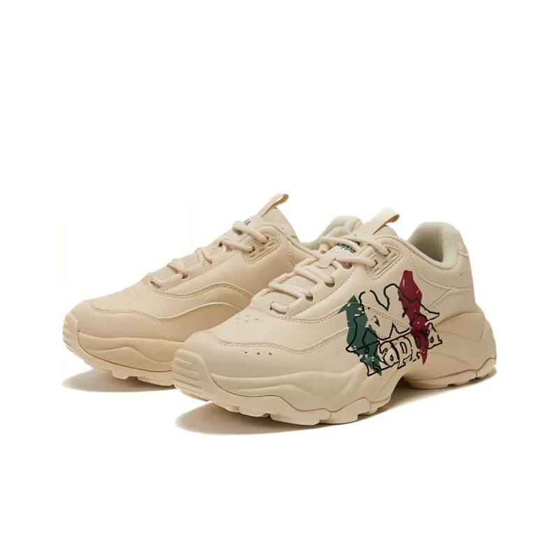 Kappa Cushioned Slip Resistant Low Top Chunky Sneakers Unisex Angora White-2