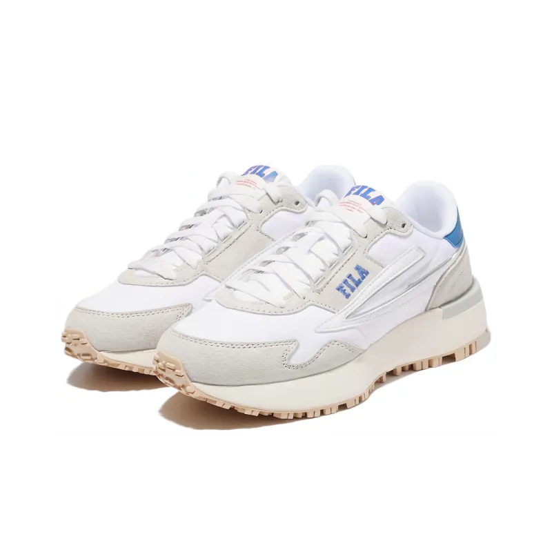FILA Cushioning Anti Slip And Wear Resistant Low Top Tennis Shoes Unisex White Blue-2