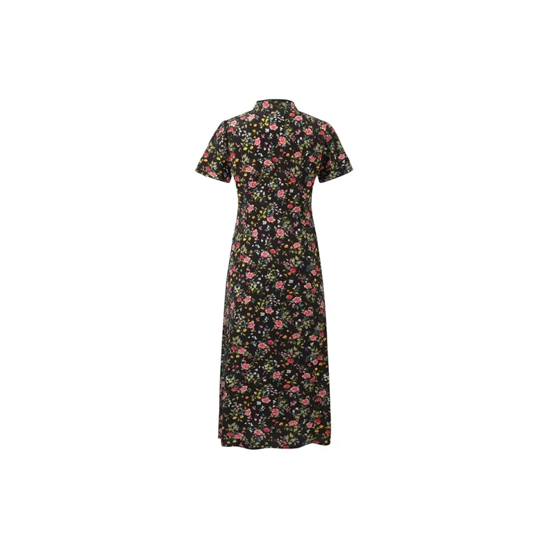 GOELIA Cheongsam Women's Summer Night Rose Garden Print-1