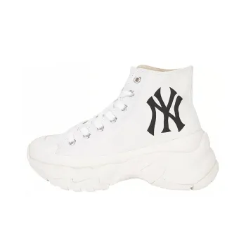 MLB Chunky Anti Slip And Wear Resistant Breathable High Top Canvas Shoes Unisex White