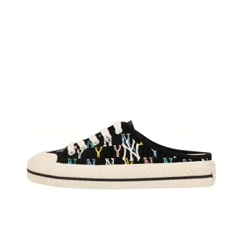 MLB Playball Mule Monogram Anti Slip Wear Resistant Low Top Canvas Shoes Unisex Black