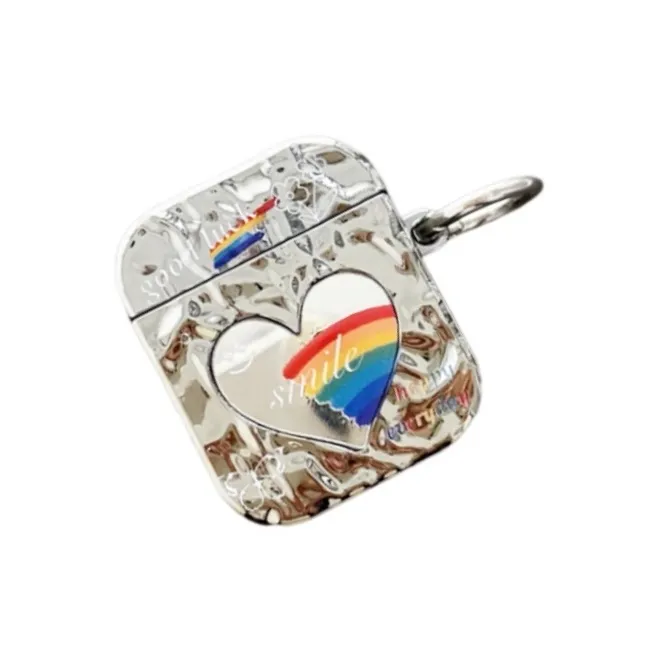 CORBELLATI Suitable For Apple Airpods 1/2/3/pro1/2 TPU Electroplated Heart Mirror Rainbow Smiley Face Headphone Cases-2