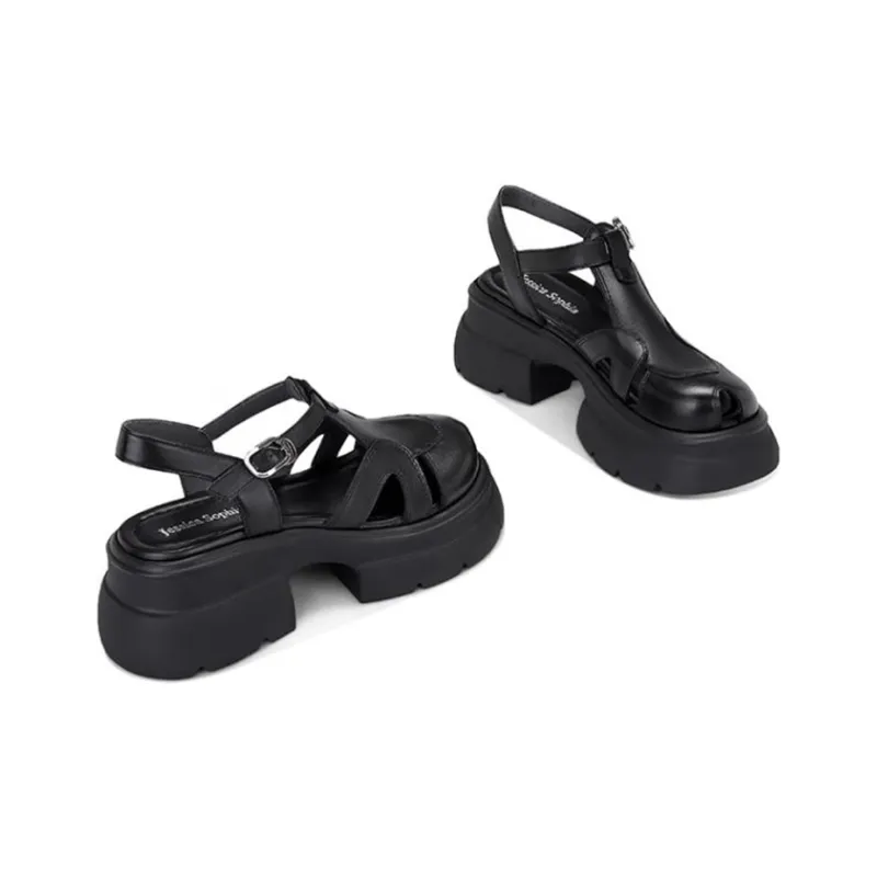 JESSICA SOPHIA Roman Sandals 5cm Women's Black-1