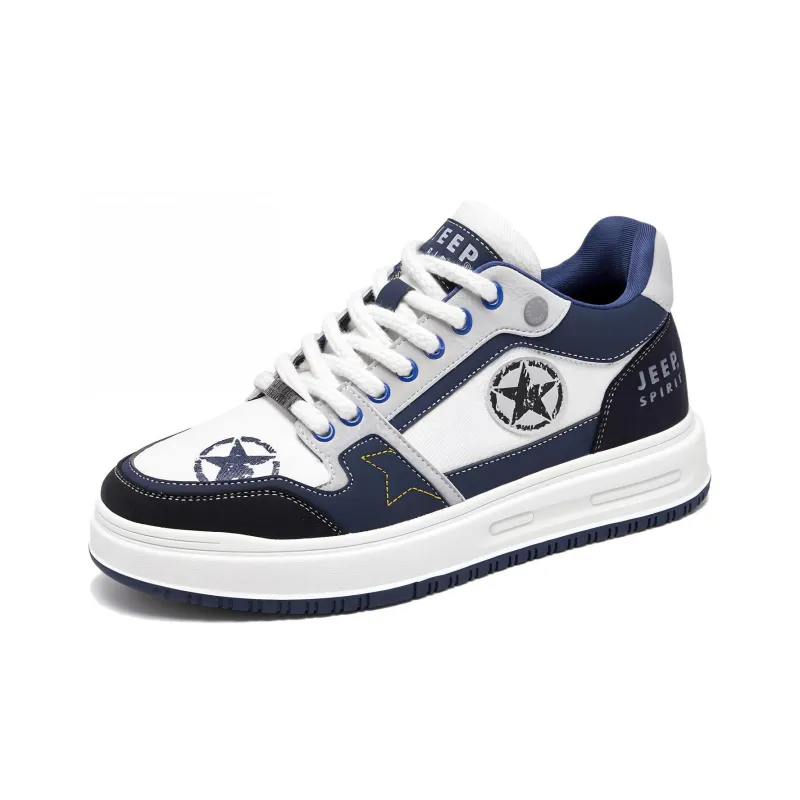 JEEP SPIRIT Skateboard Shoes Men Low Top Polar White Furious Sea Blue-2