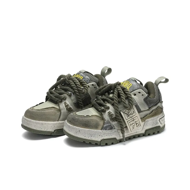 X·LUN Cushioned Wear Resistant Height Increasing Low Top Skateboard Shoes Unisex Green-2