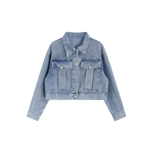 PASSCODIO Denim Jackets Women's Light Blue