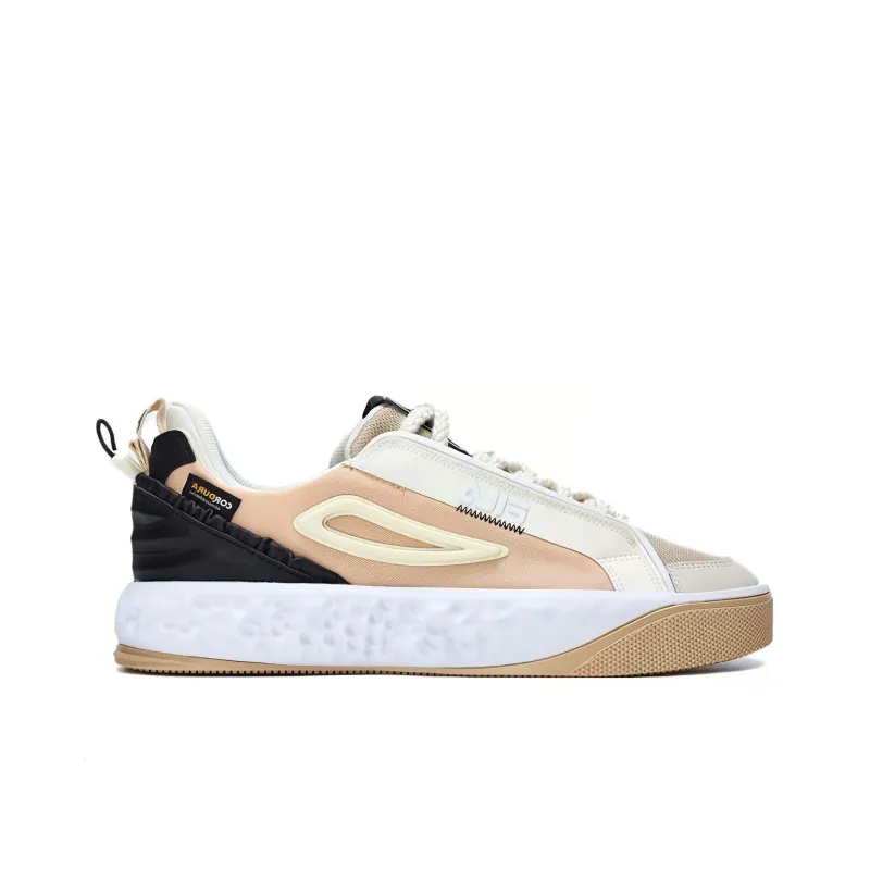FILA VIVA Anti Slip Wear Resistant Low Top Skateboard Shoes Men's White Brown-1