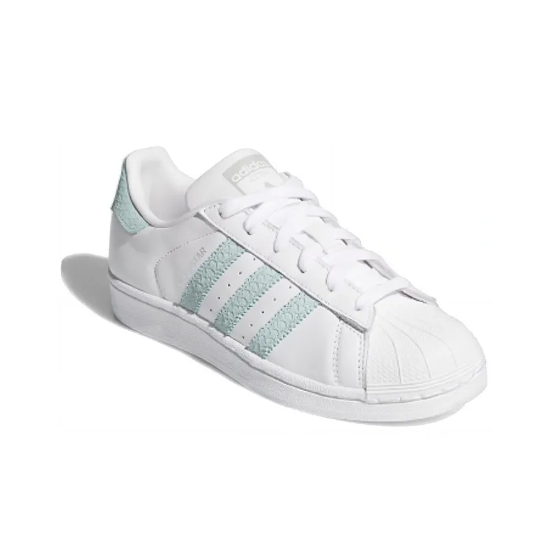 Adidas Superstar 'White/Ash Green/Silver Metallic' Sneakers Women's-2