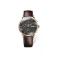 Rose Case Black Dial-Rose Hands Brown Leather
