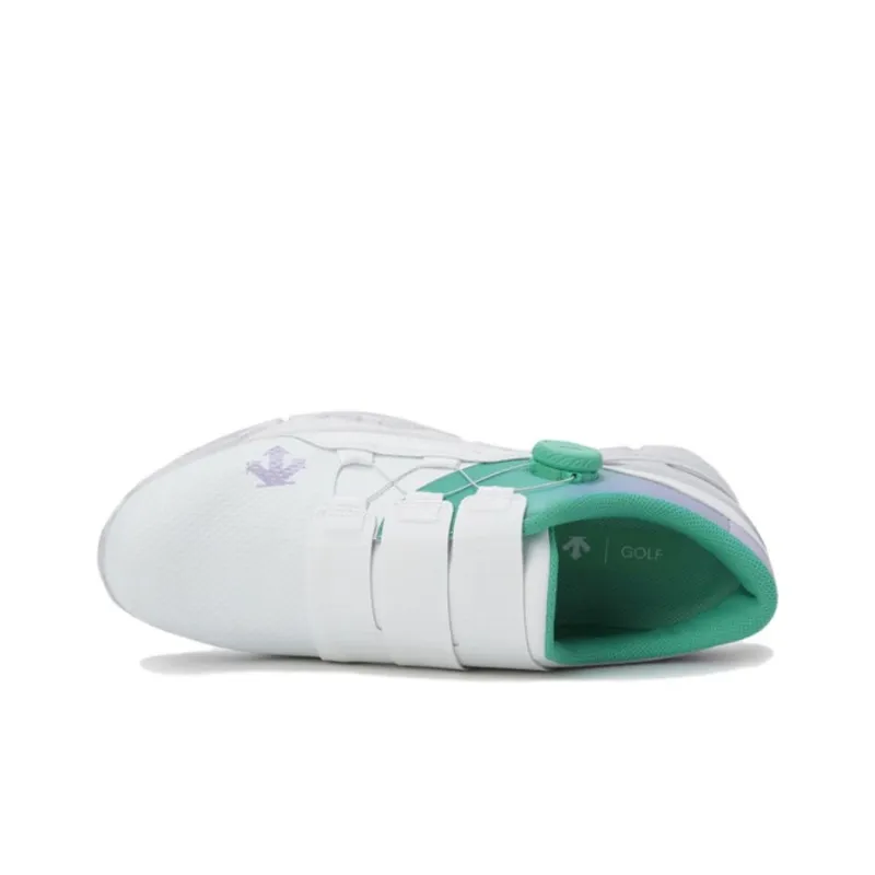 DESCENTE Durable Breathable Low Top Golf Shoes Women's White Green-2