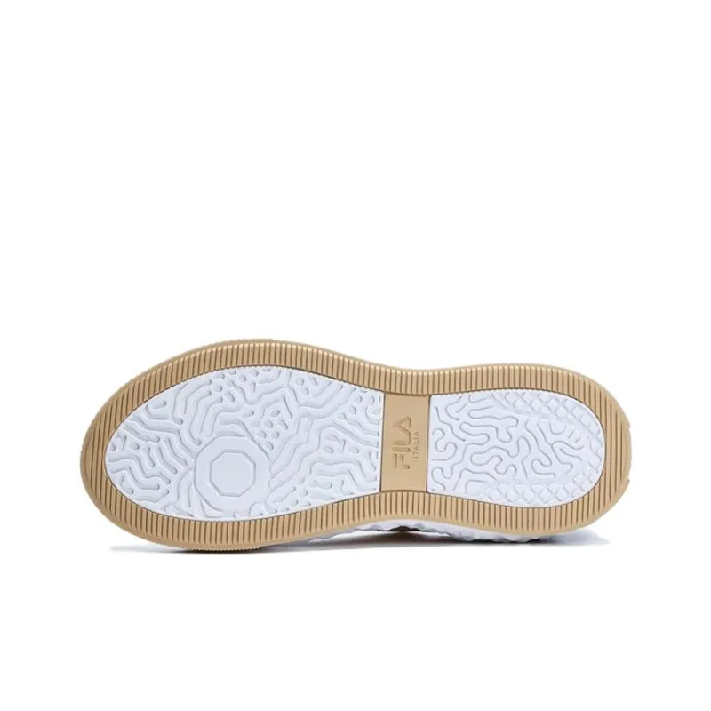 FILA VIVA Anti Slip Wear Resistant Low Top Skateboard Shoes Men's White Brown-5