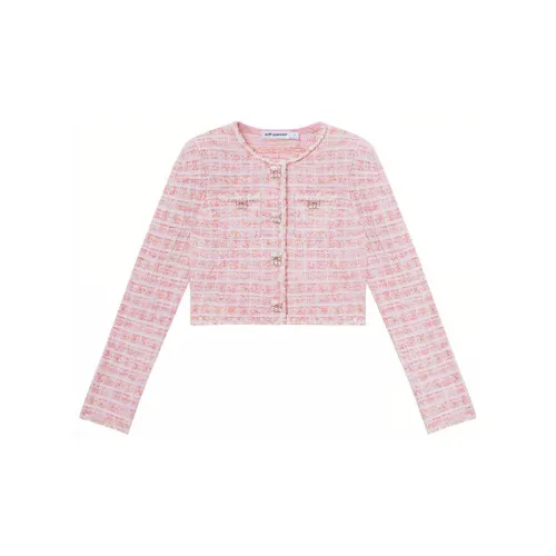 Self-portrait Jackets Women's Red And Pink Plaid